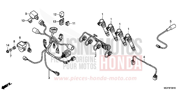 FAISCEAU SECONDAIRE (CBR1000RR/S) de CBR1000RR "Fireblade" VICTORY RED (R334XA) 2012